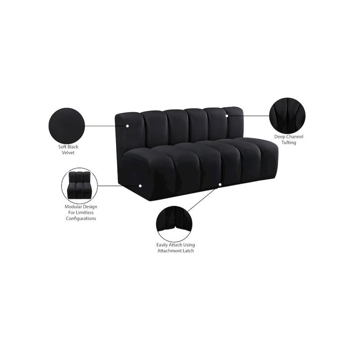 Meridian Furniture Arc Black Velvet Modular Sofa