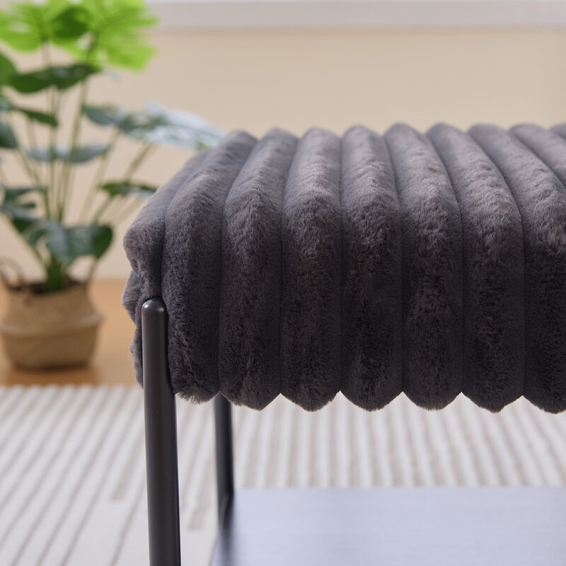 GOODSILO Versatile Upholstered Ottoman Foot Rest with Open Storage Shelf and Sturdy Metal Legs for Modern Living Spaces image number 5