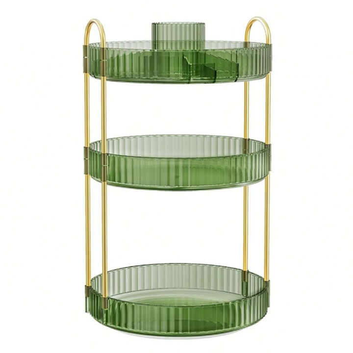 3 Tier Round Rotating Makeup Organizer For Countertop Storage Stand