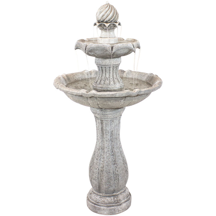 Sunnydaze Arcade Resin Outdoor 2-Tier Solar Fountain with Battery