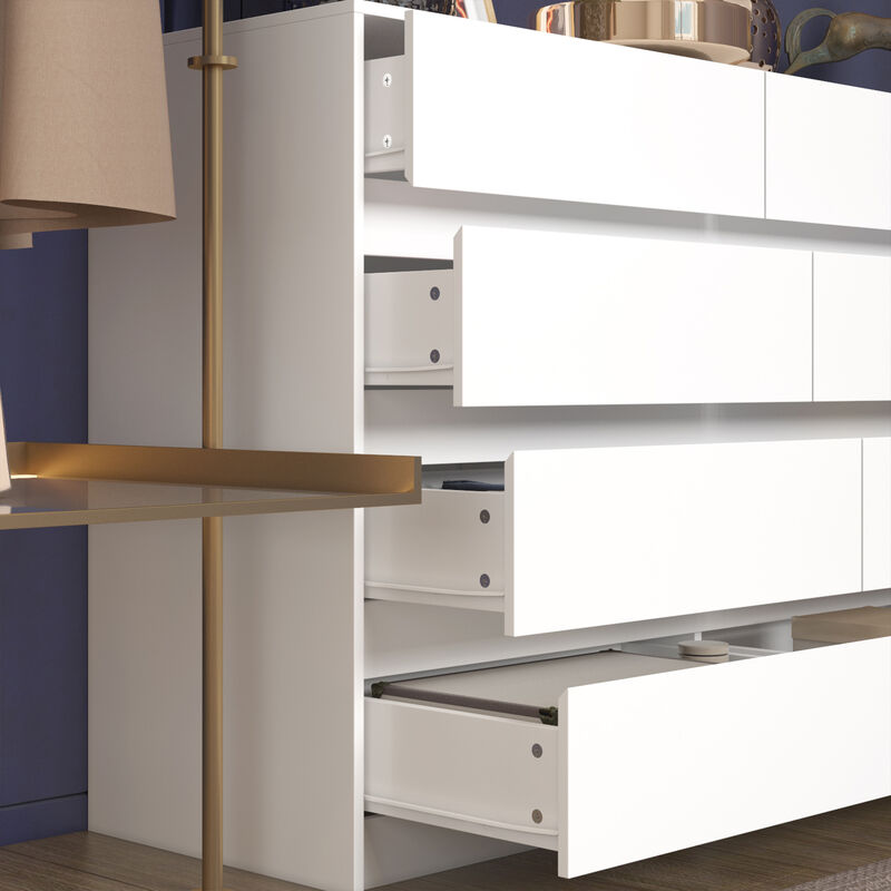 FUFU&GAGA Modern 12-Drawer Dresser with Ample Storage and Sleek Design for Bedroom (63" W x 31.9" H x 15.7" D) White