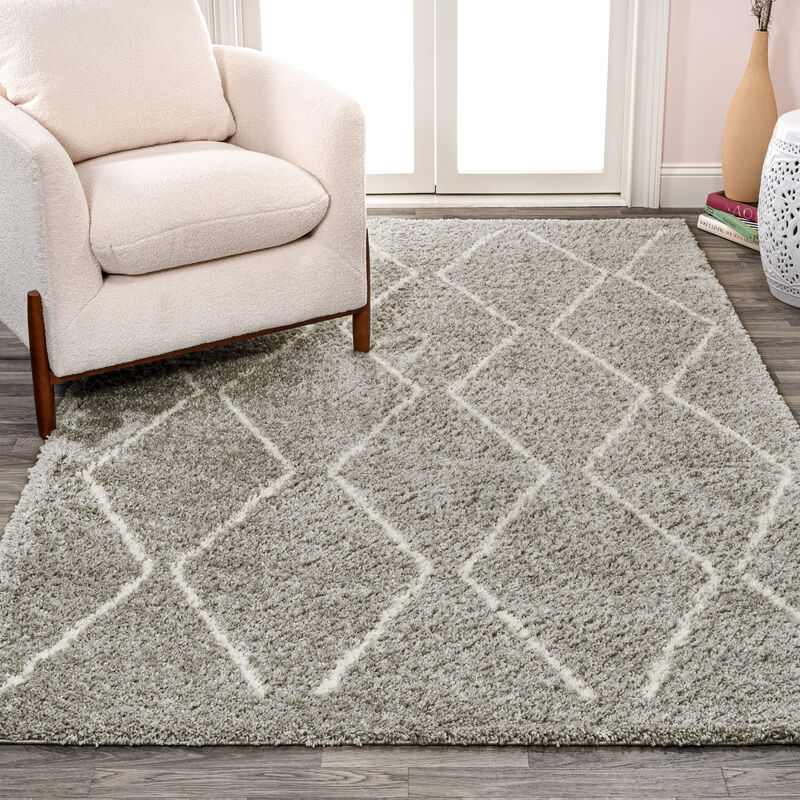 Catala Moroccan Diamond Shag Gray/Ivory Rug