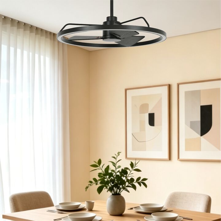 Lucci Air Cessna 28" Ceiling Fan with Light and Remote, Modern Black LED Ceiling Fan for Bedroom, Energy Efficient DC Motor, Modern Fandelier