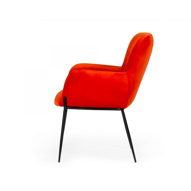 Frisco Mid-Century Orange Velvet dining Chair