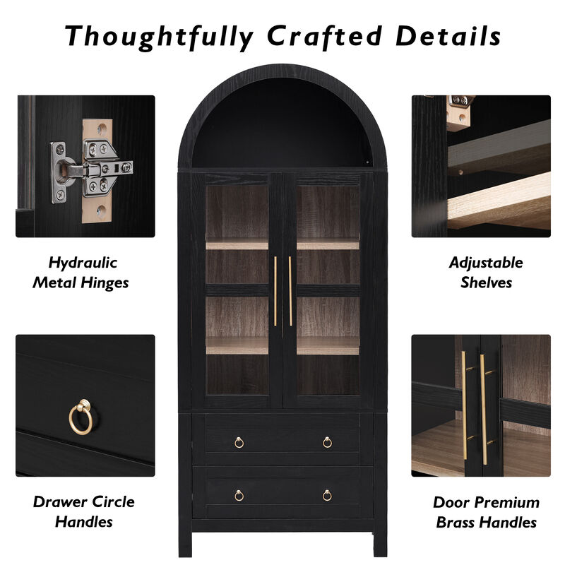 Merax Arched Kitchen Pantry Cabinet with 2 Large Drawers