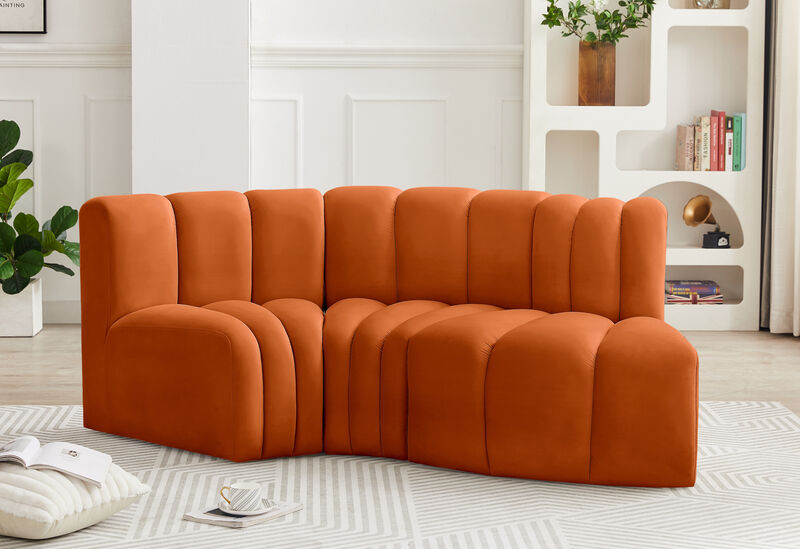 Meridian Furniture Arc Cognac Velvet Modular Sofa