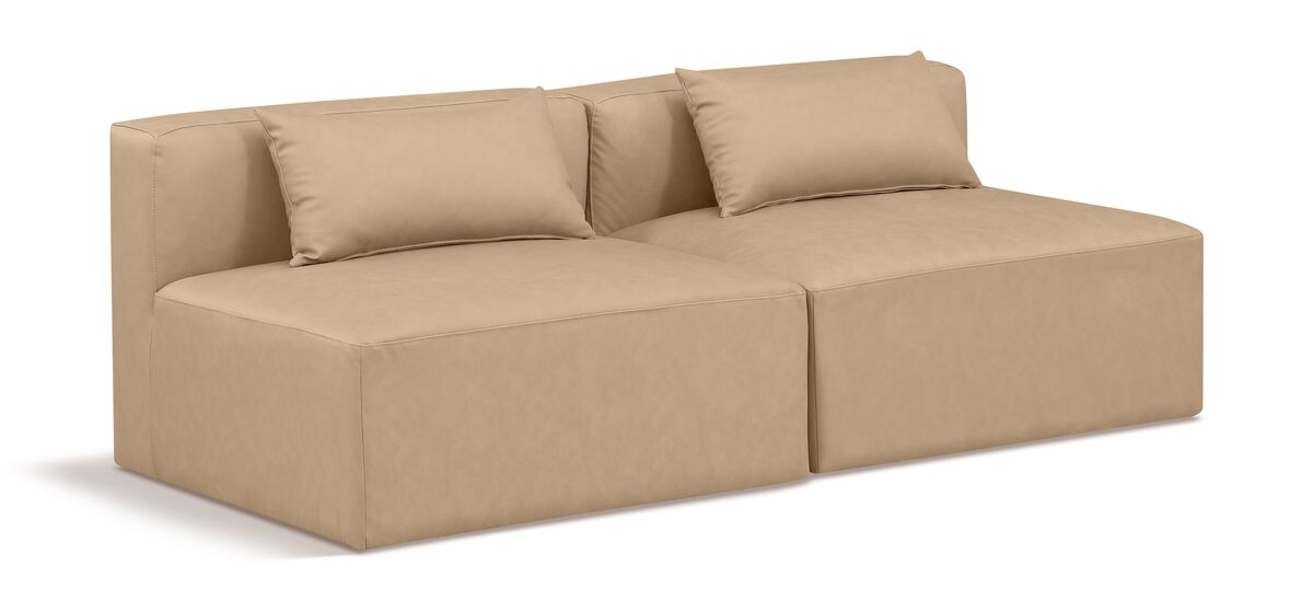 Meridian Furniture Cube Tan Vegan Leather Modular Sofa