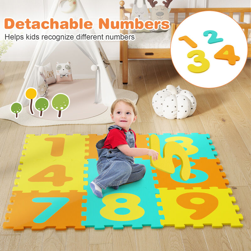 Foam Puzzle Floor Mat for Kids &ndash; 9 Interlocking Pieces with 3 Marker Discs image number 5