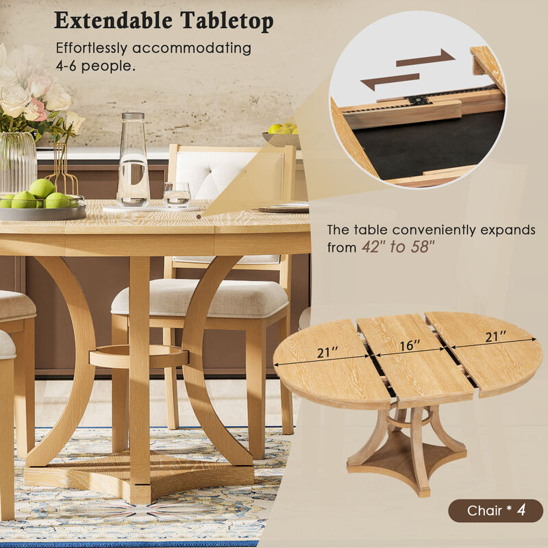 Merax 5-Piece Retro Functional Dining Table Set