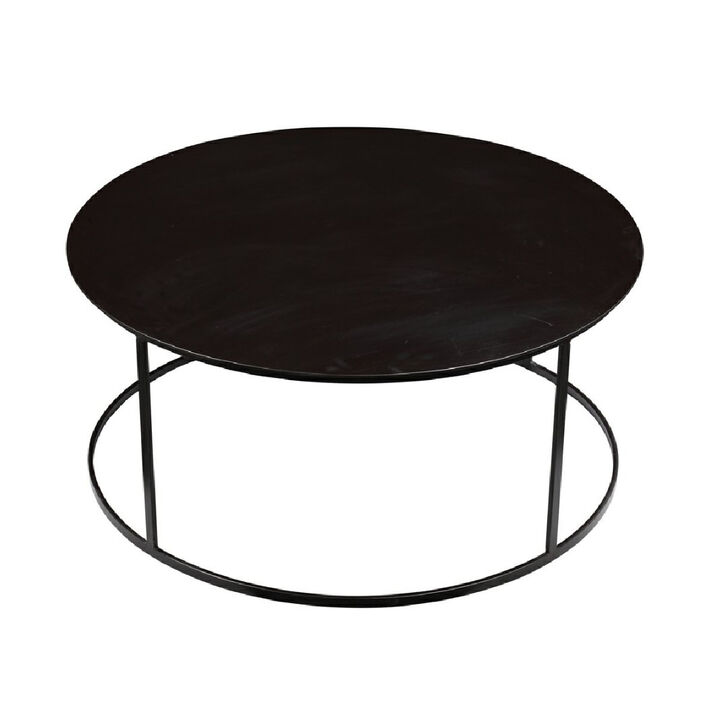 Round Metal Frame Side Table with Tubular Legs, Dark Brown