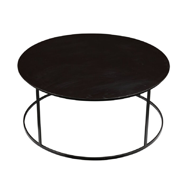 Round Metal Frame Side Table with Tubular Legs, Dark Brown