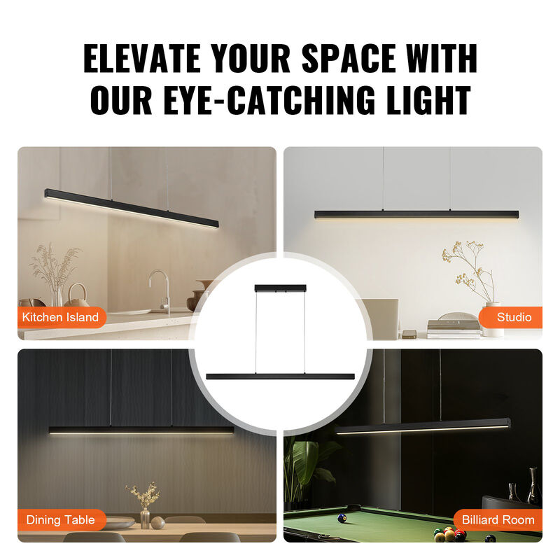 LED Linear Pendant Light – Dimmable Modern Chandelier for Dining Room, Kitchen, or Office Desk Lighting