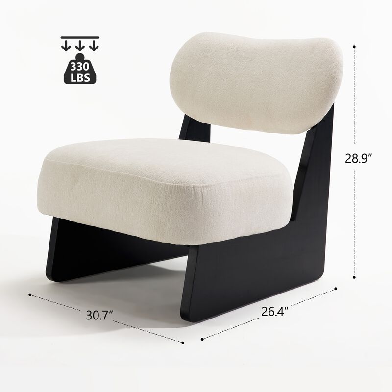26" Beige boucle Fabric Accent Chair-25D High-Density Sponge Cushion,Modern Lounge Chair image number 3