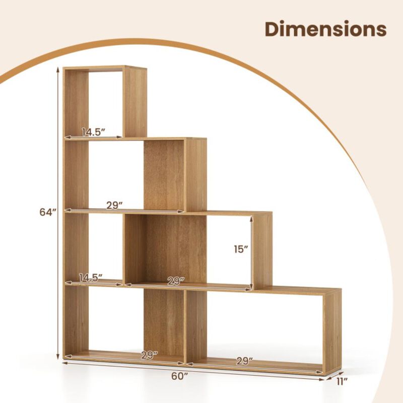 Hivvago 4-Tier Bookshelf Stair Bookcase with 6 Cubes Display Rack