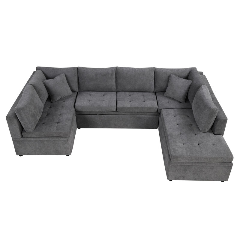 Merax Oversized Chenille Fabric Sectional Sofa