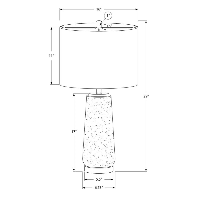 Monarch Specialties I 9712 - Lighting, 29"H, Table Lamp, Grey Resin, Ivory / Cream Shade, Modern