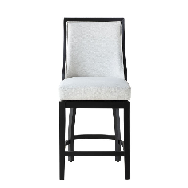 Katherine 24 in. High Back Wood 40.74 in. Swivel Counter Stool with Fabric Seat