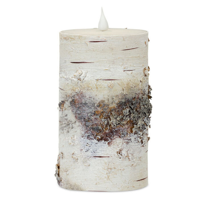 LED Birch Candle for Rustic Flameless Lighting and Décor