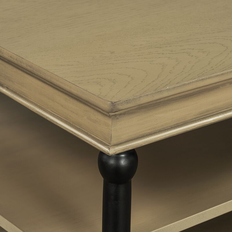 Bard Coffee Table, Veneer, 2 Tier Shelves, Metal Legs image number 6