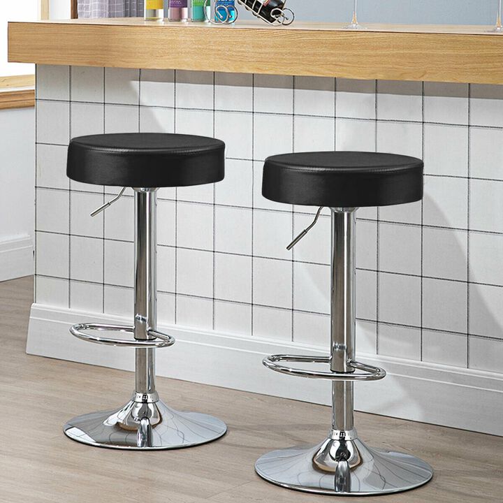 Set of 2 Adjustable Swivel Round Bar Stool  Pub Chairs
