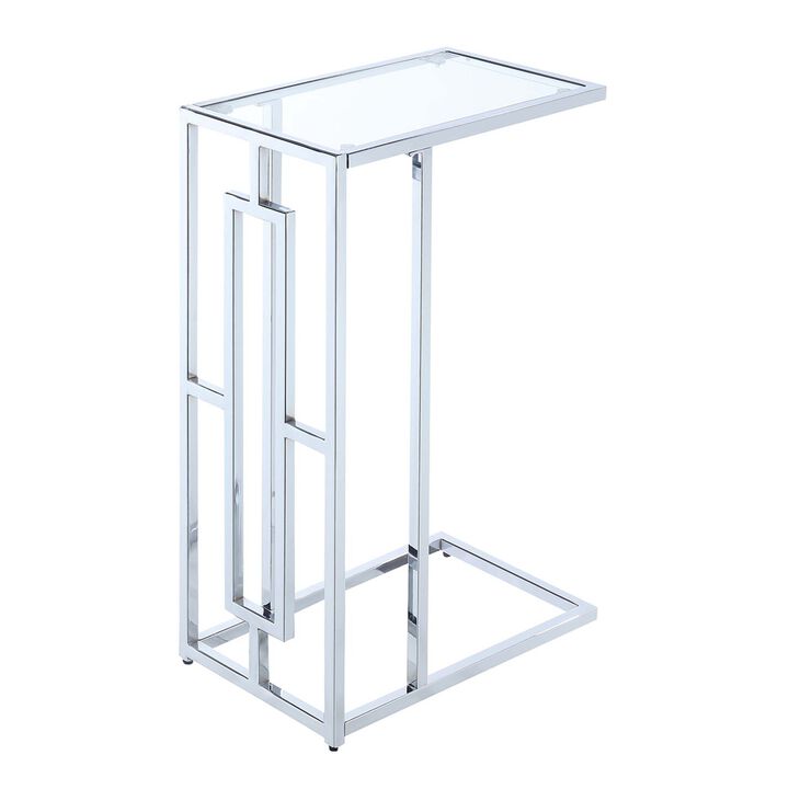 Convenience Concepts Town Square Chrome C Table, Clear Glass / Chrome Frame
