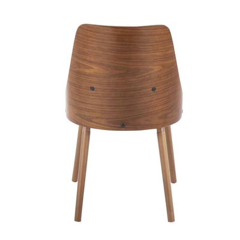 LumiSource Walnut Wood, Brown PU Anabelle Chair (Set of 2)