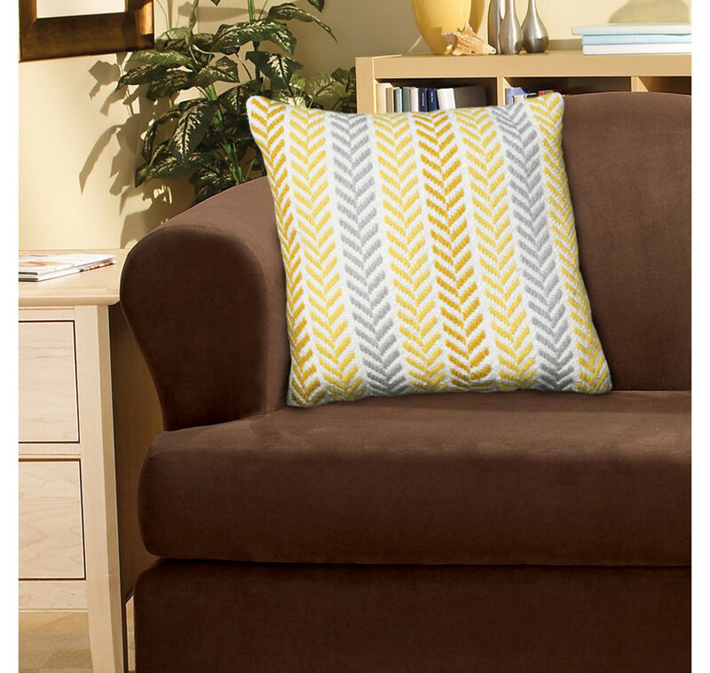 Textured Chevron Cotton Zippered Pillow &ndash; Decorative Accent Cushion for Living Room or Bedroom