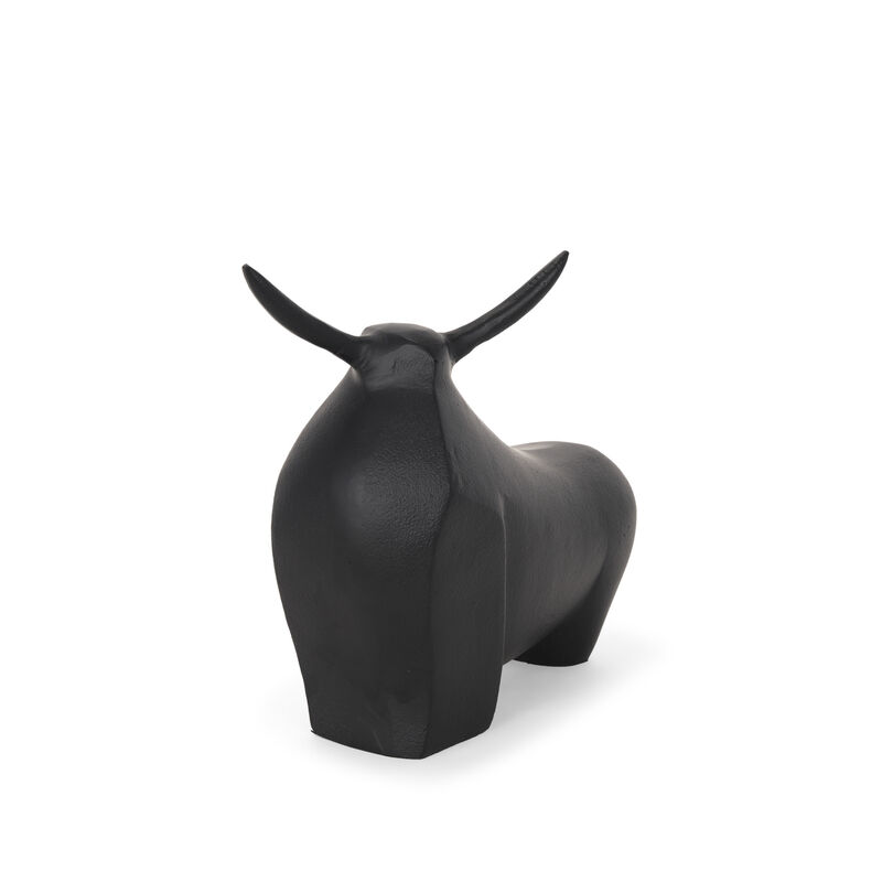 HomeRoots 11" Black Aluminum Bull Tabletop Sculpture image number 0