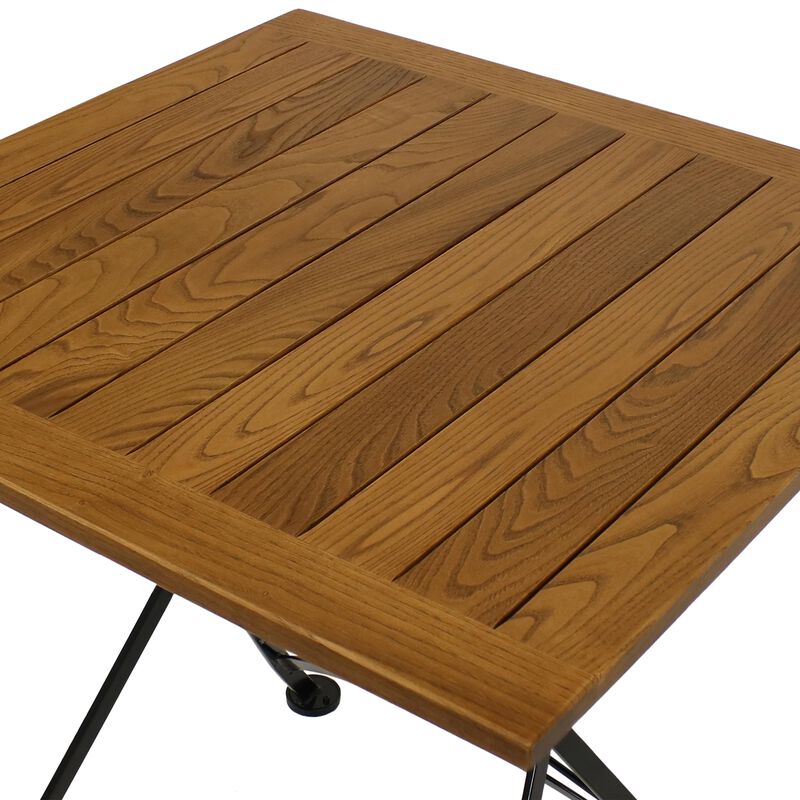 Sunnydaze 31.5 in European Chestnut Wood Folding Square Patio Bistro Table
