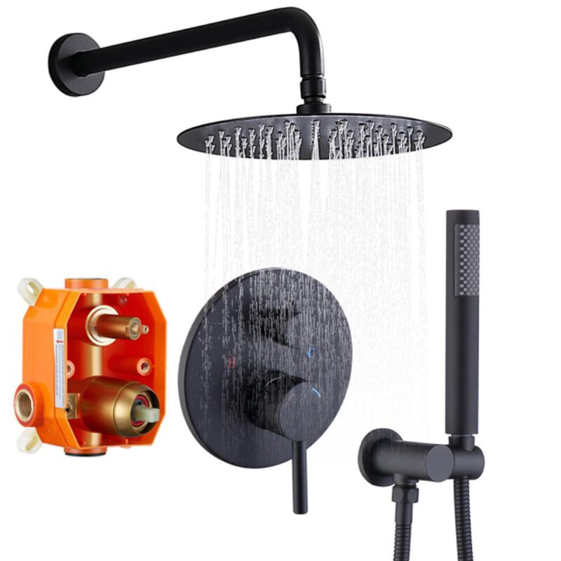 Luxury Rainfall Shower System & Faucet Combo Set High-Pressure Wall Mount with Handheld Sprayer