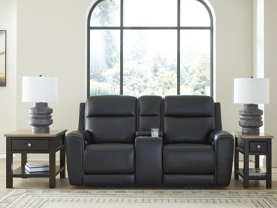 5Z-Relaxation Dual Power Leather Reclining Loveseat with Console