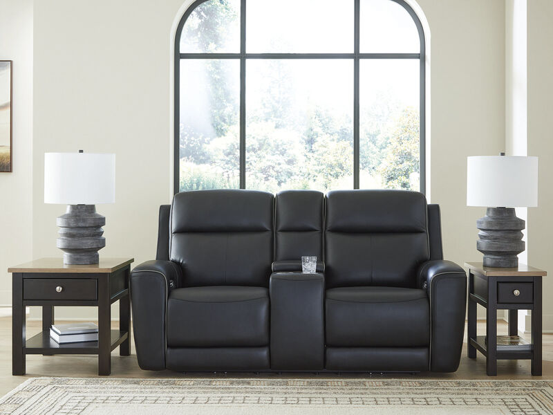 5Z-Relaxation Dual Power Leather Reclining Loveseat with Console