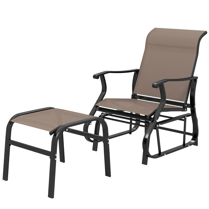 Hivvago Outdoor Glider Lounge Chair with Ottoman