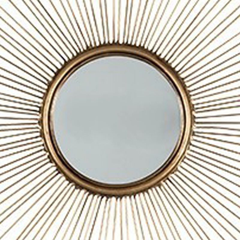 Round Shaped Accent Mirror with Metal Spokes, Set of 2, Gold-Benzara image number 4