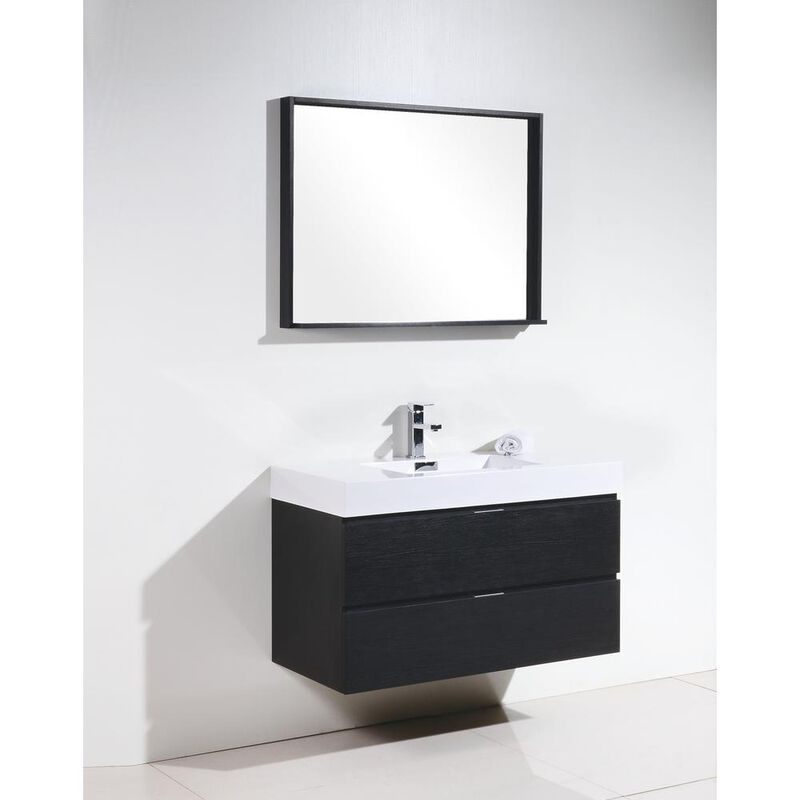 Kubebath Bliss 40 Black Wall Mount Modern Bathroom Vanity