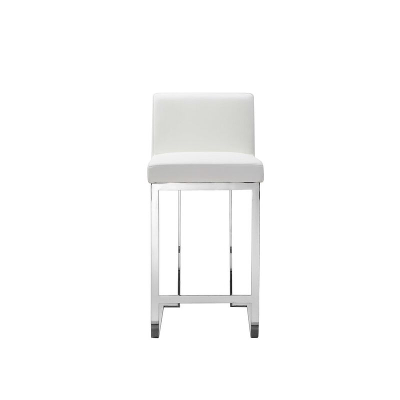 Pangea Home Dexter Counter Stool Faux Leather White