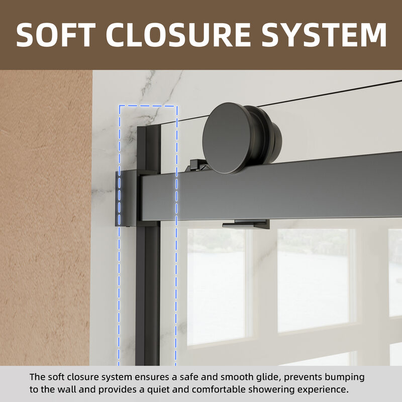 White Stainless Steel Shower Door with Top Impact Buffer and Rustproof 304 Track System