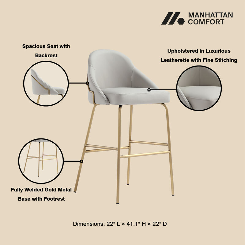 Gracie Barstools in Gray and Gold (Set of 3)