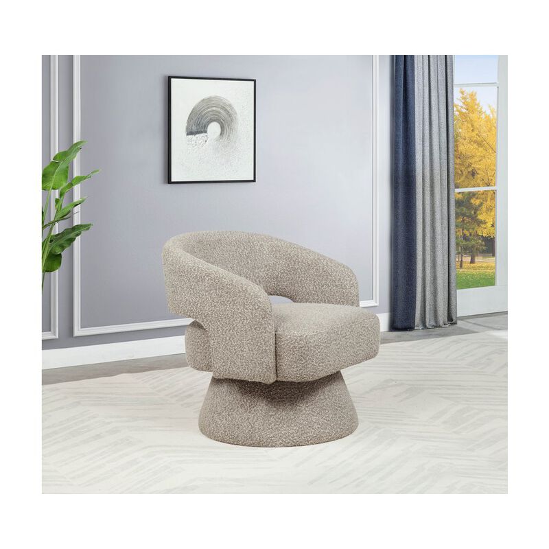 Best Quality Furniture Gray Boucle Swivel Accent Barrel Chair