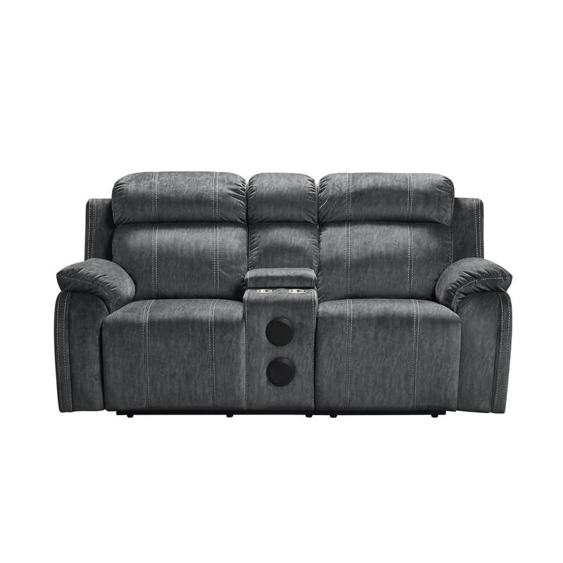 New Classic Furniture Furniture Tango Polyester Console Loveseat  Speaker in Shadow Gray