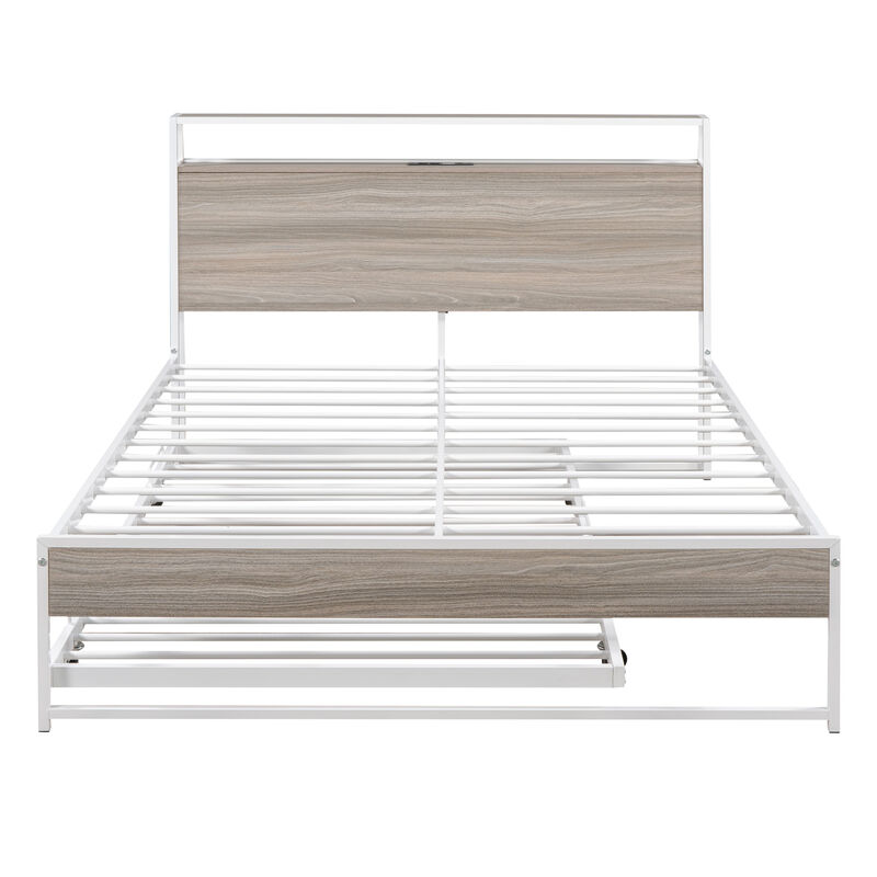 Merax Metal Platform Bed Frame with Trundle image number 0