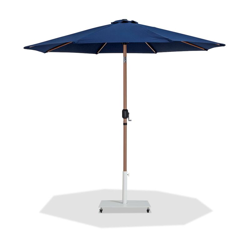 Meridian Furniture Fiji Navy Fabric / Matte White Aluminum Patio Umbrella with Base Sets