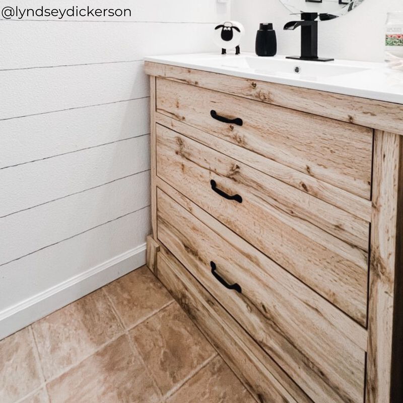 Teamson Home Donovan 36" Single Bathroom Vanity with Integrated Square Sink and Two Drawers, Light Oak image number 5