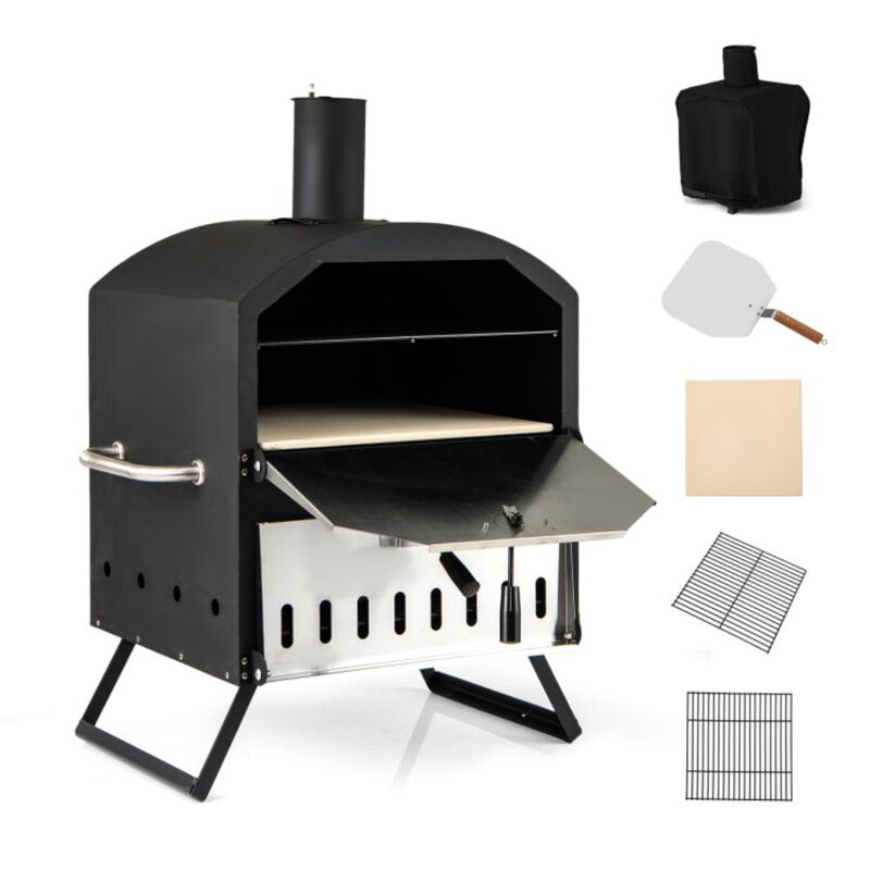 Hivvago Outdoor Pizza Oven with Pizza Stone for Patio Backyard Camping BBQ
