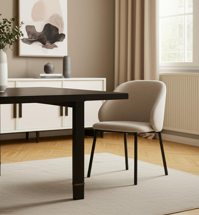 HomeRoots Set of Two Gray and Black Fabric Dining Side Chairs