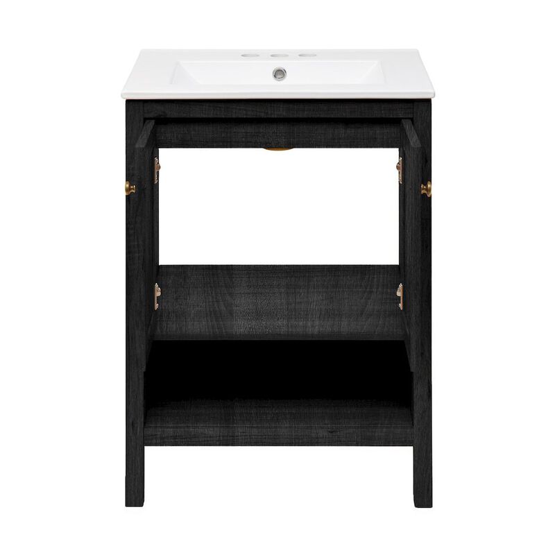 24" Freestanding Bathroom Vanity with 3-Hole Widespread Sink Top image number 3