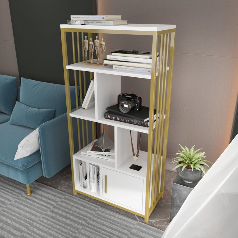 Decorotika Valero Bookcase White Gold