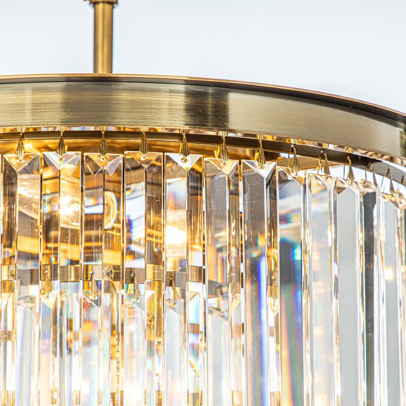 6-Lights Modern Antique Gold 3-Tier Round Crystal Fringe Chandelier image number 4