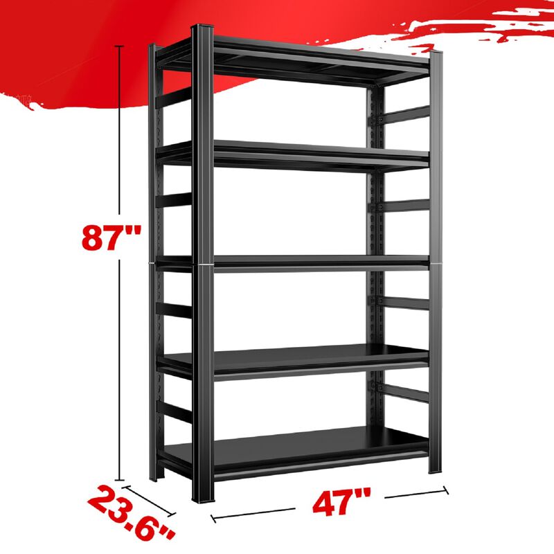 Clihome 87 Inch Industrial Metal Storage Rack,3000 lb Capacity Shelving Unit,for Warehouse, Garage,Boltless Tool-Free Easy Assembly Storage Shelves image number 7
