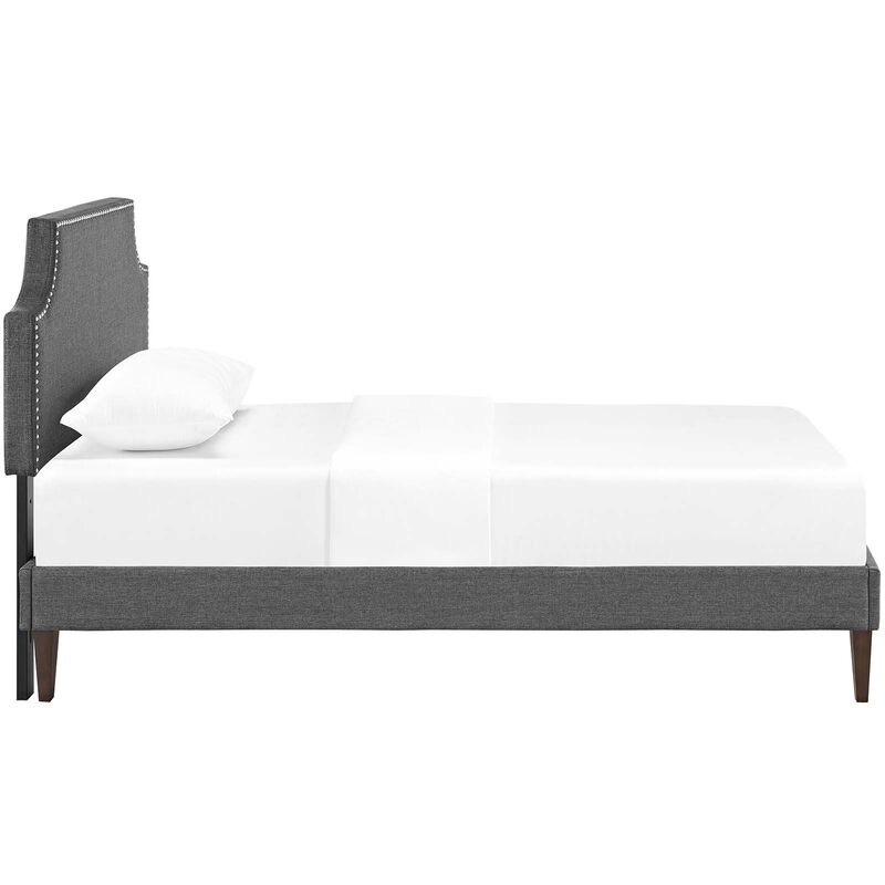 Modway - Corene Twin Fabric Platform Bed with Squared Tapered Legs Gray